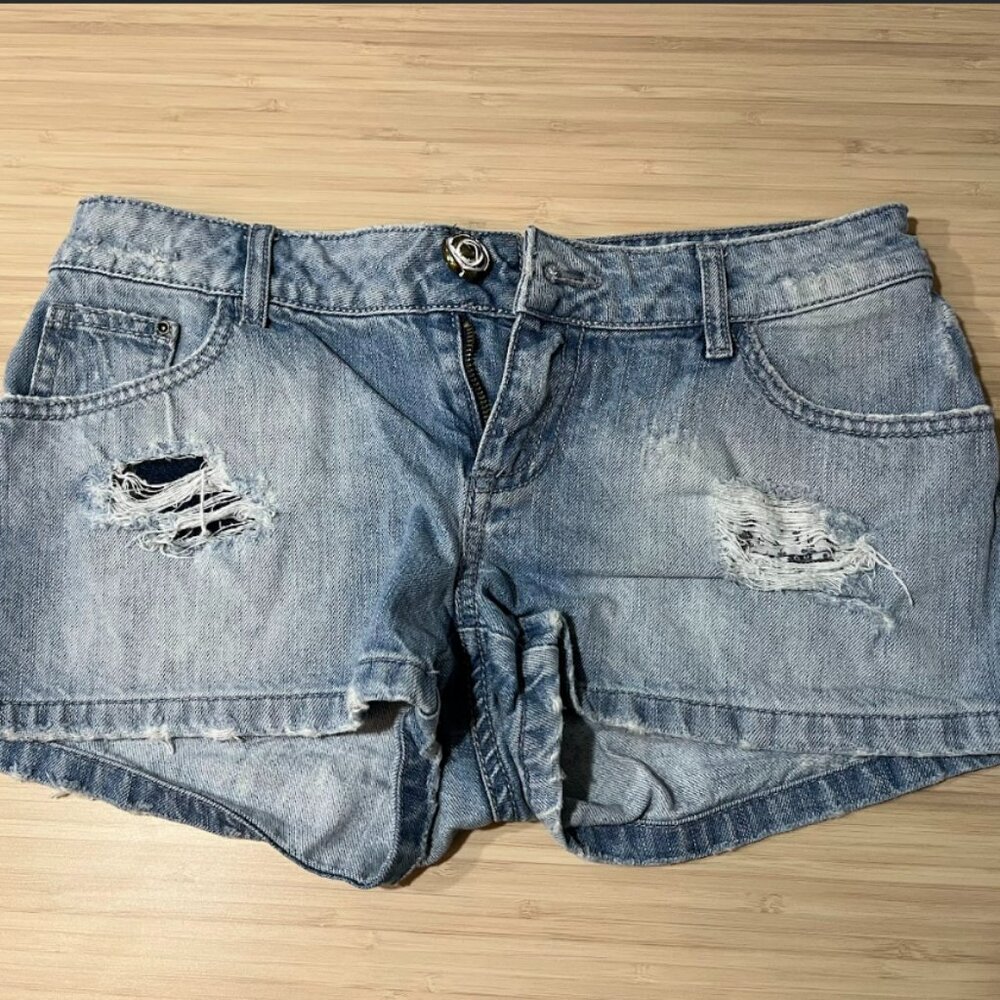 Pull & Bear Distressed Denim Shorts